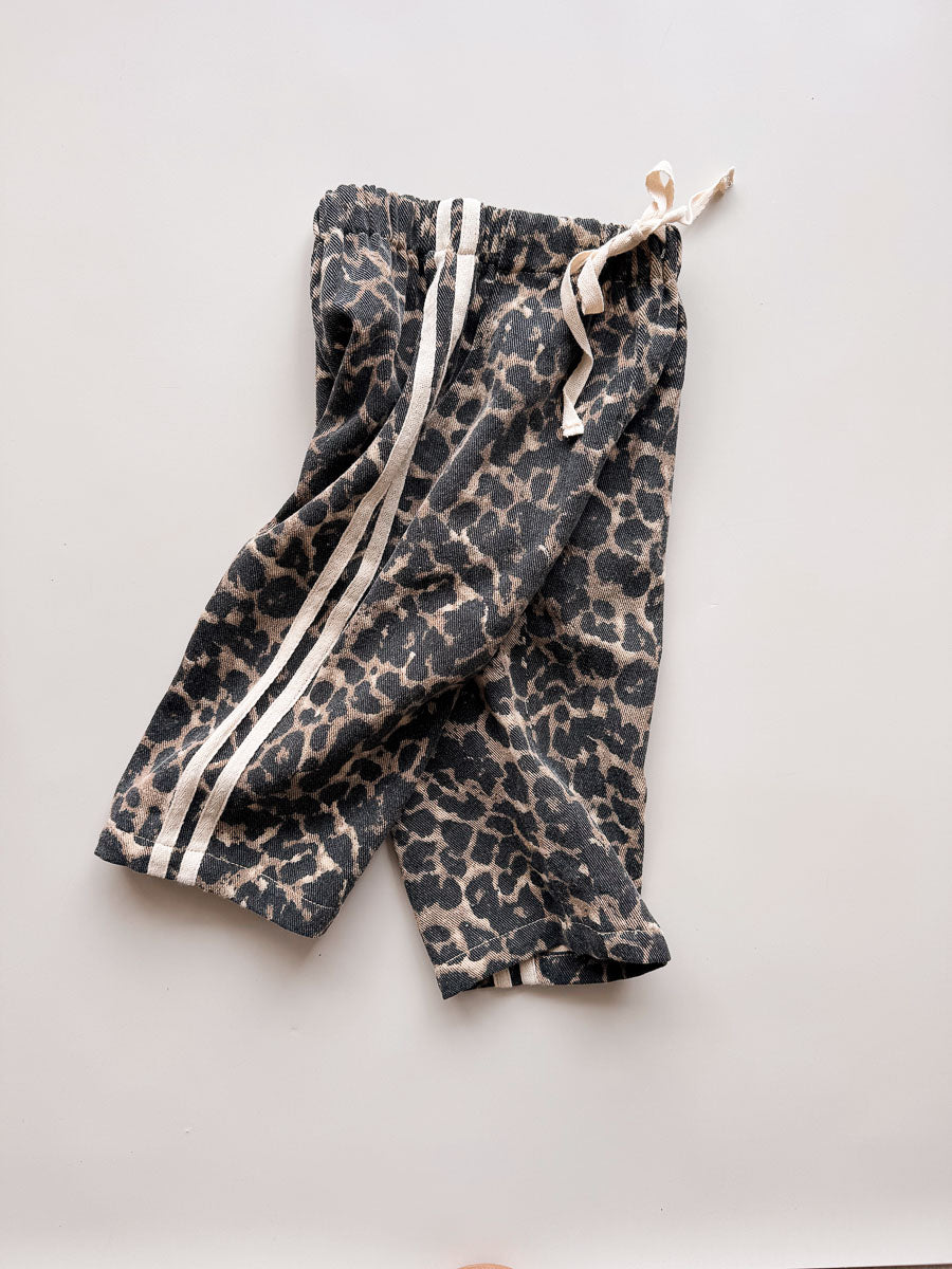 Little Cub Denim Track Pants | Leopard