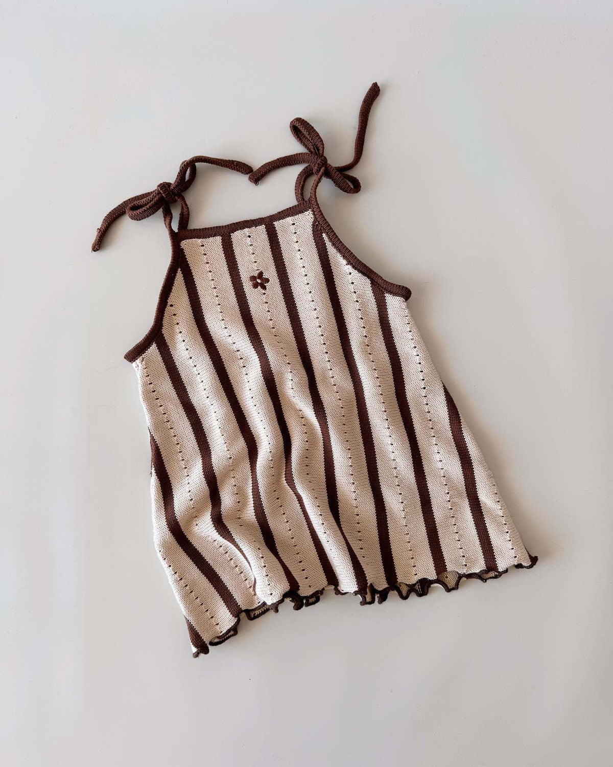 Cotton Tie Dress | Chocolate Stripe