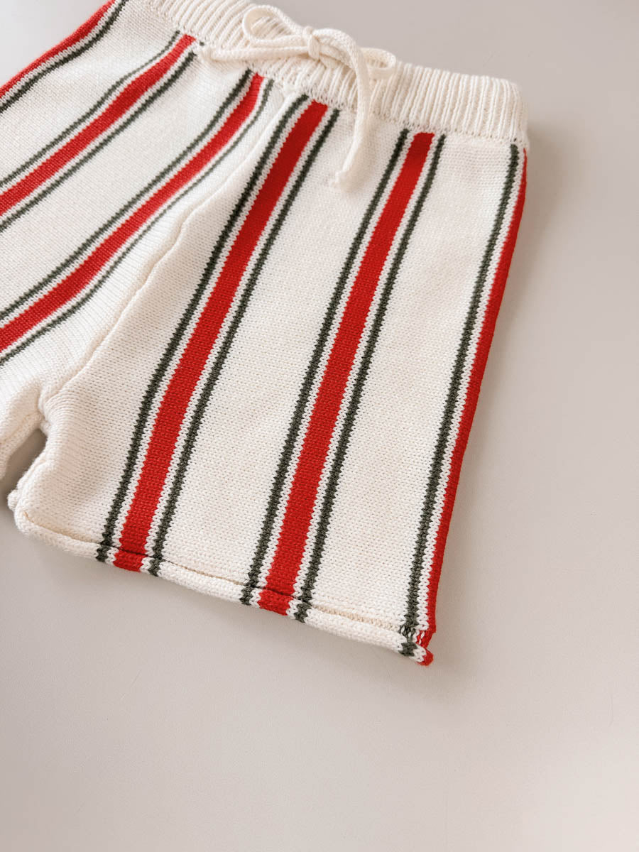 Retro Stripe Cotton Shorts