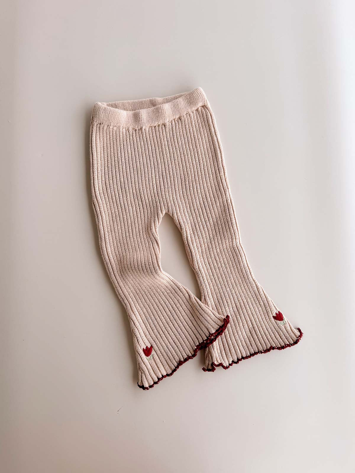 Embroidered Bell Pants | Ecru Tulip