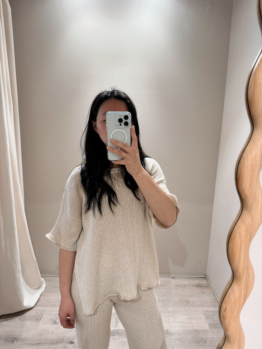 Women's Fine Rib Top | Sand