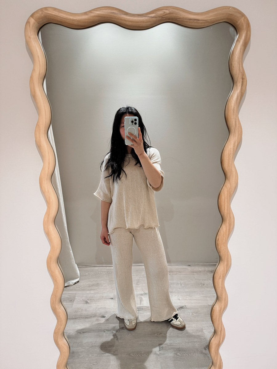 Women's Fine Rib Pants | Sand