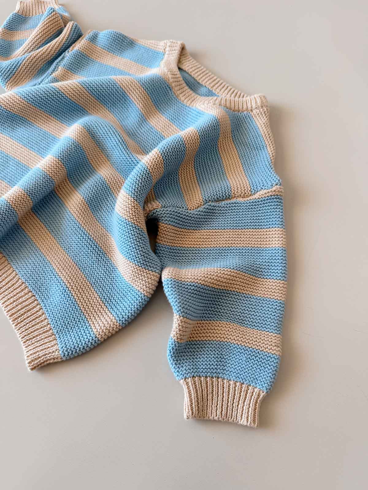 Cotton Knit Jumper | Sky Stripe