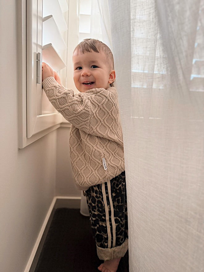 Little Cub Denim Track Pants | Leopard