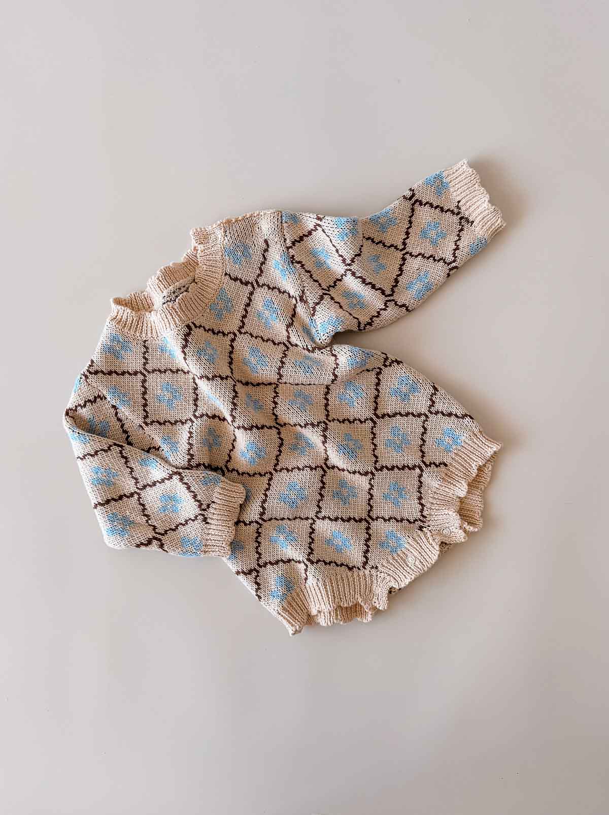 Cotton Knit Romper | Bluebell