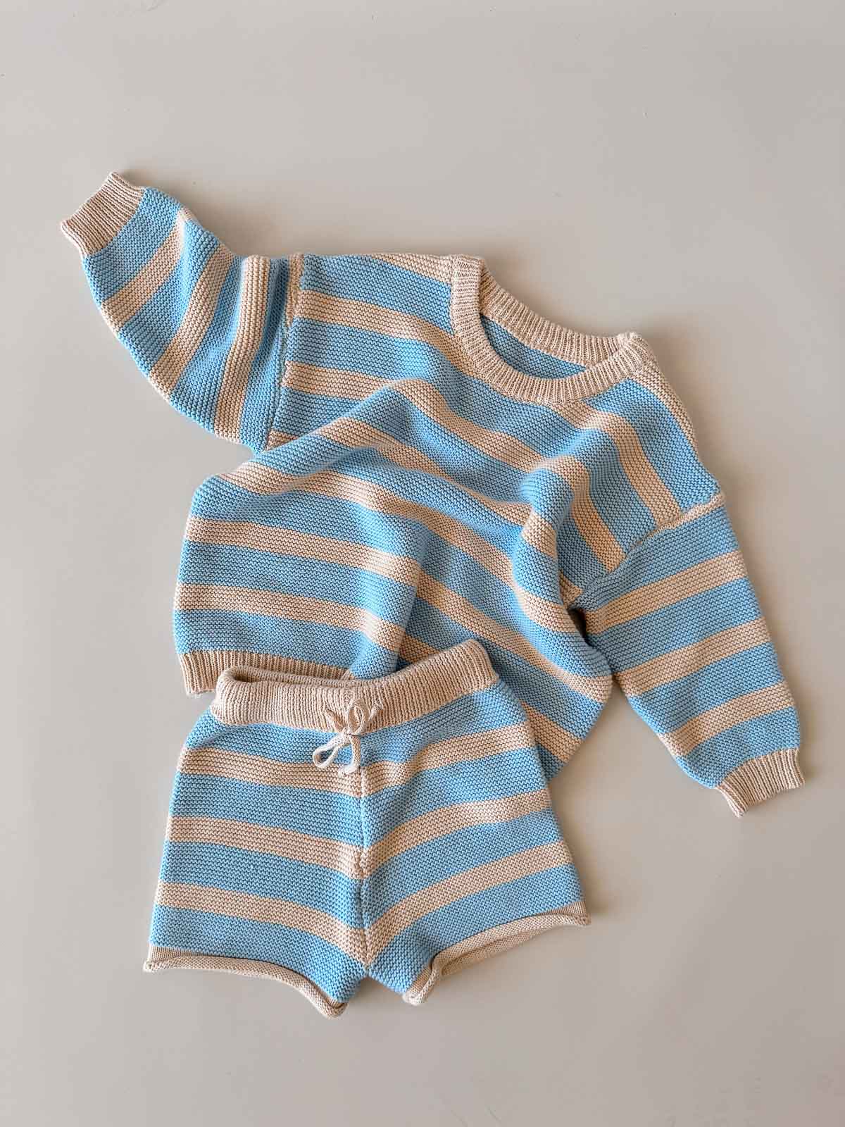 Cotton Knit Shorts | Sky Stripe