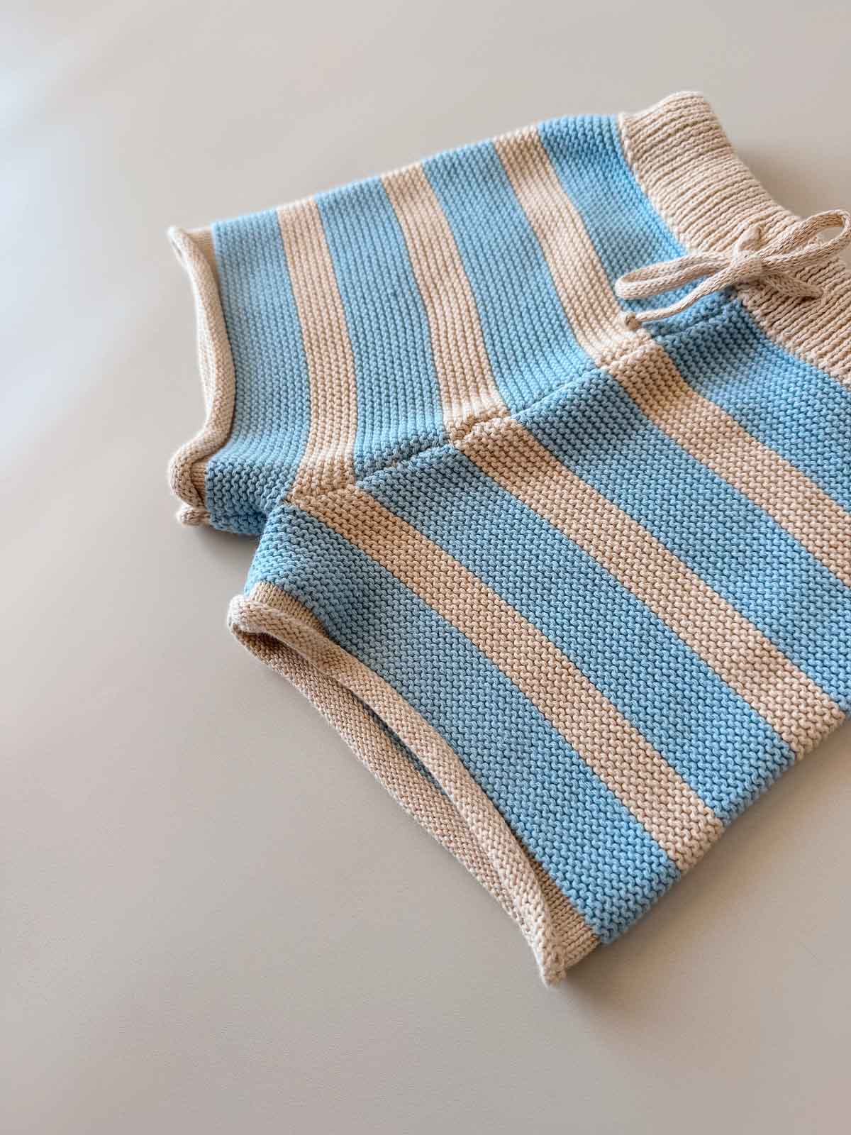 Cotton Knit Shorts | Sky Stripe