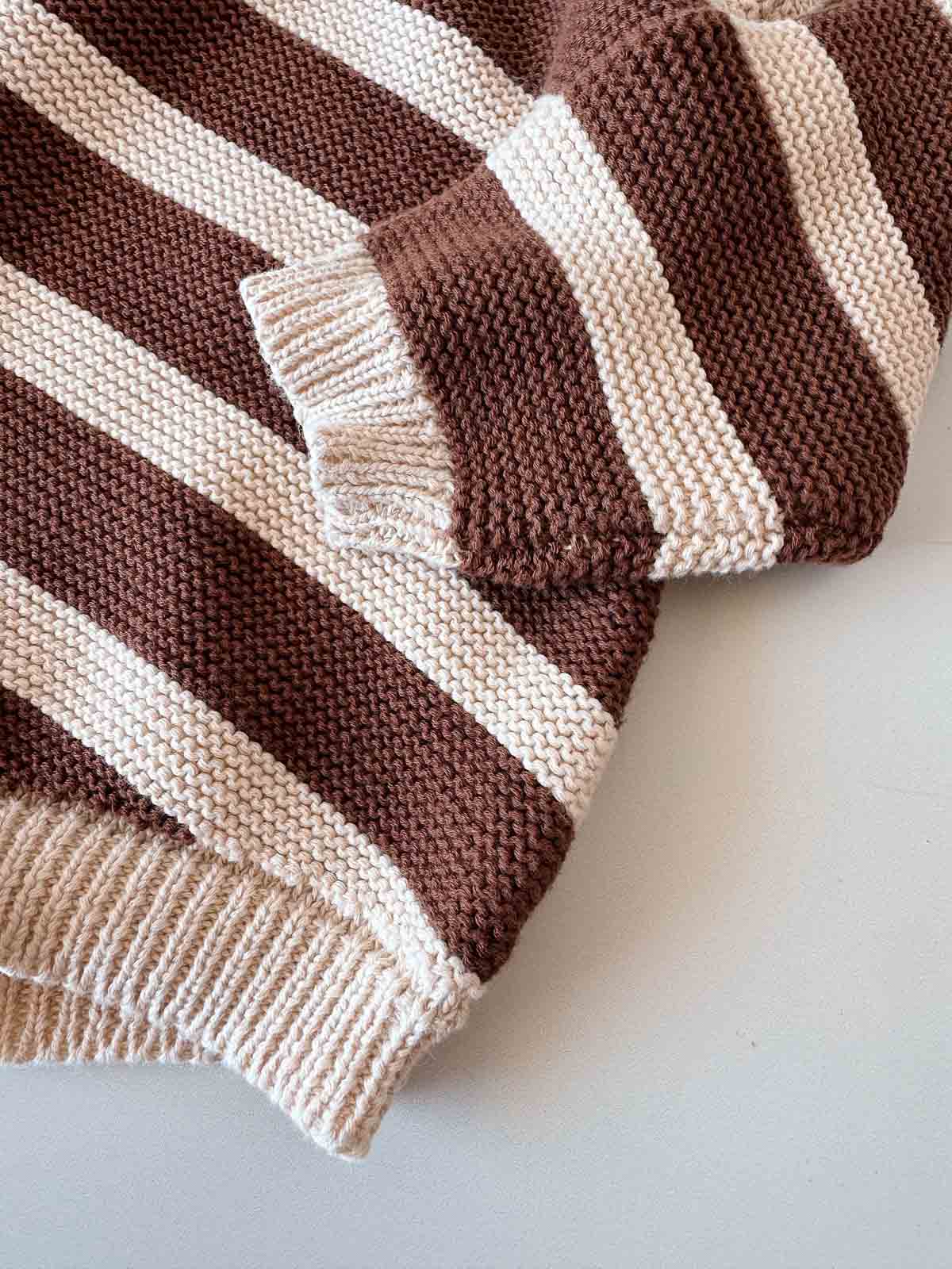 Cotton Knit Romper | Tiramisu Stripe