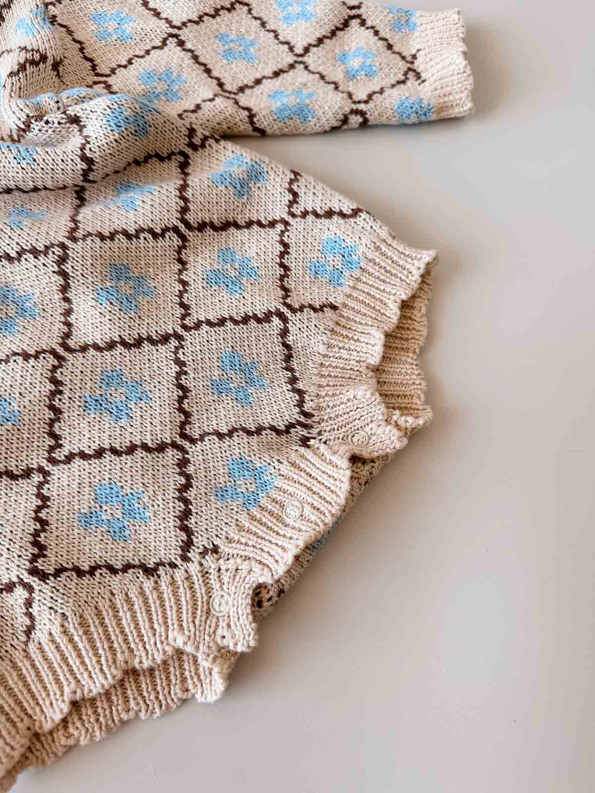 Cotton Knit Romper | Bluebell