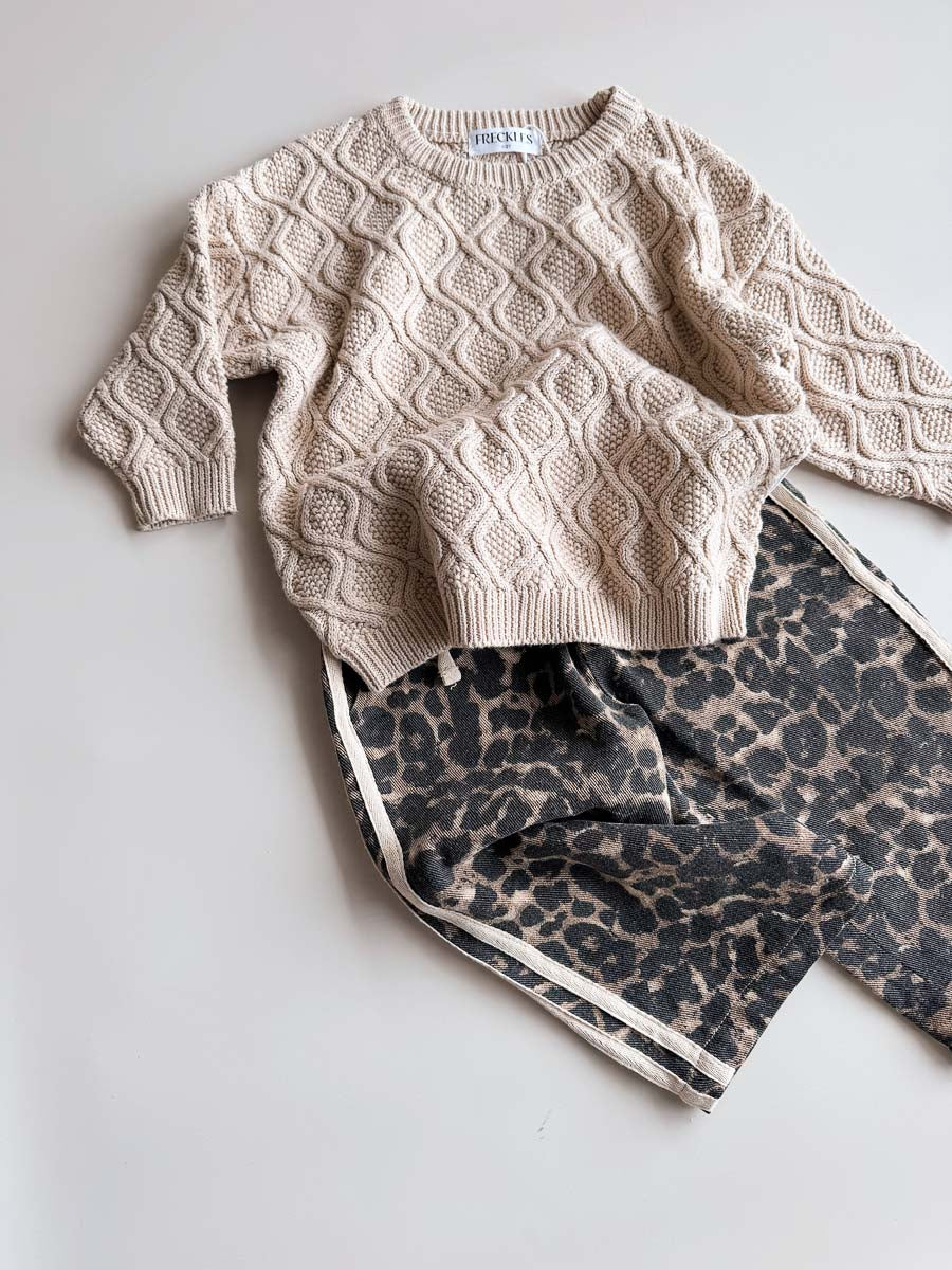 Little Cub Denim Track Pants | Leopard