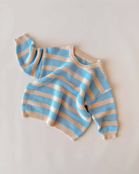 Cotton Knit Jumper | Sky Stripe