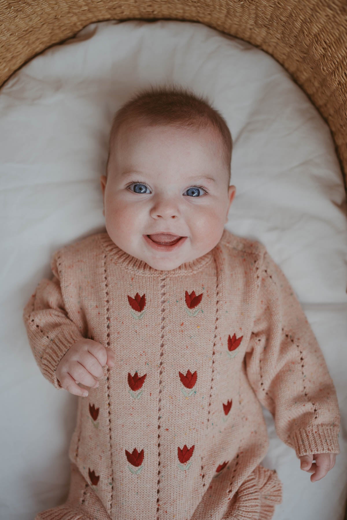 Embroidered Pointelle Romper | Sherbet Tulip