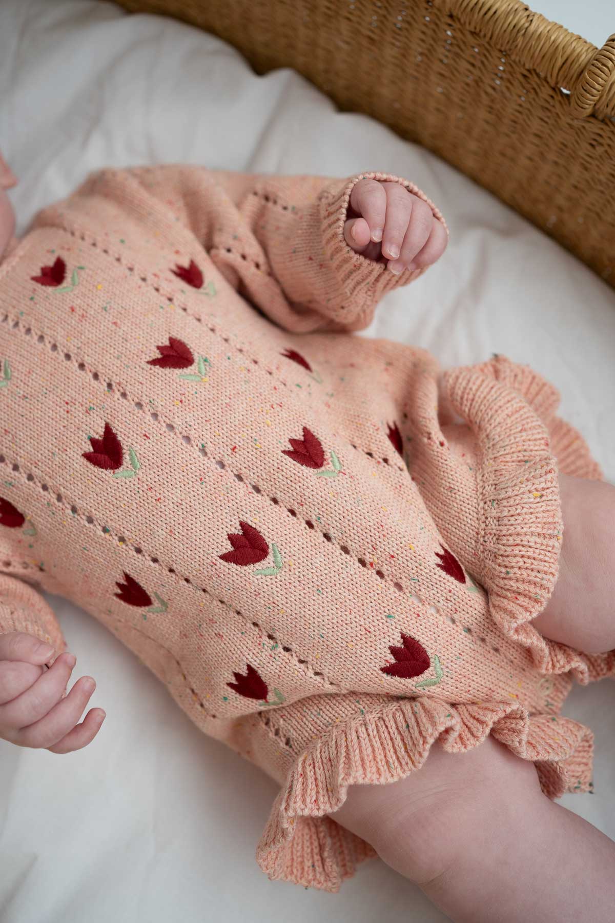 Embroidered Pointelle Romper | Sherbet Tulip