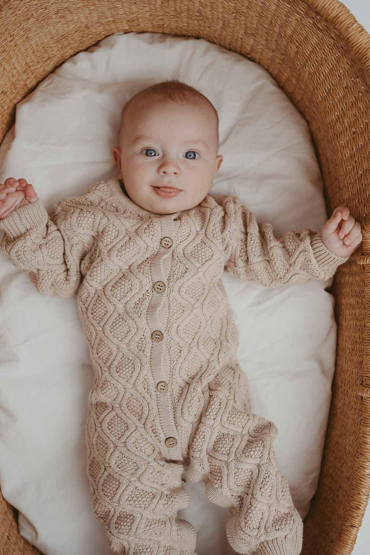 Textured Knit Romper | Ecru Diamond