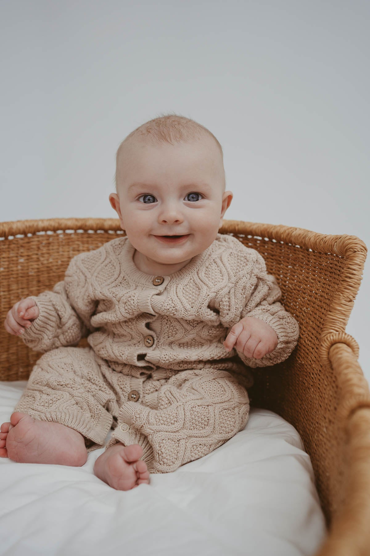 Textured Knit Romper | Ecru Diamond