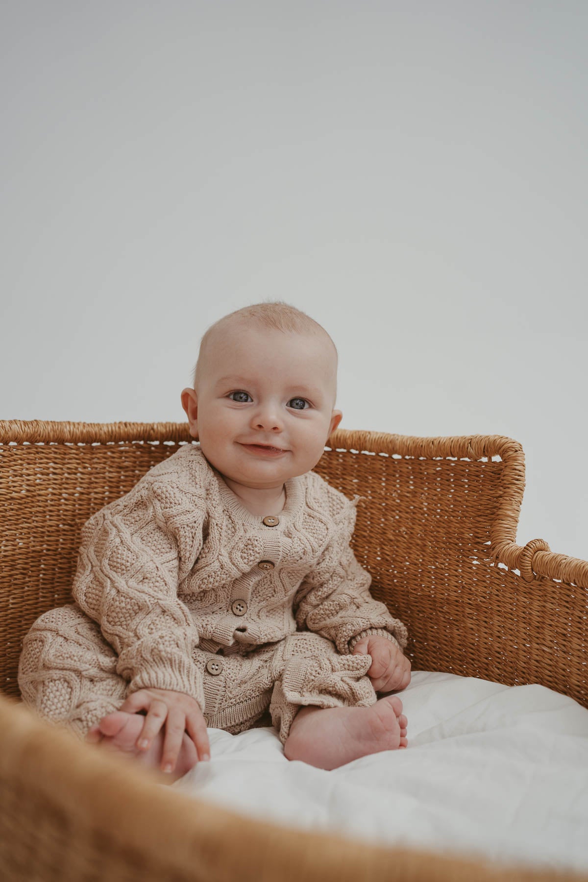 Textured Knit Romper | Ecru Diamond