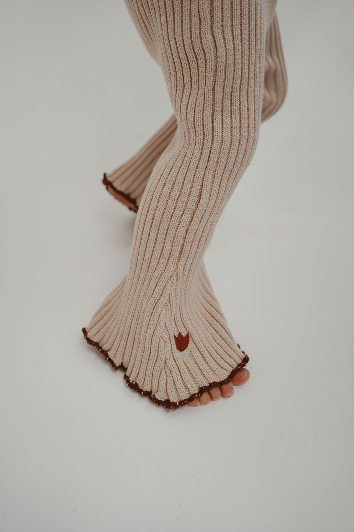 Embroidered Bell Pants | Ecru Tulip