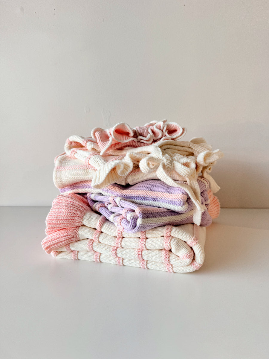 Raised Stripe Knit SET | Aster/Sweetpea/Snow