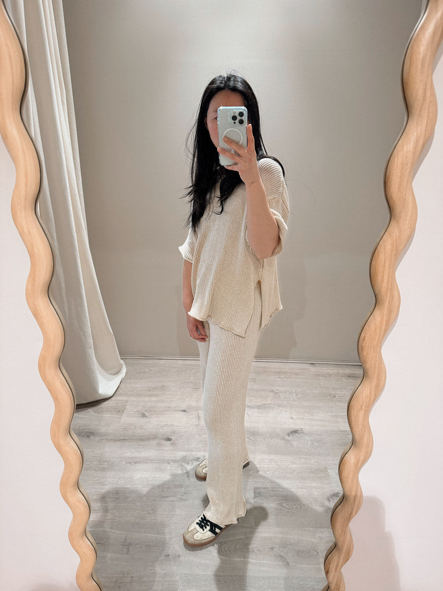 Women's Fine Rib Pants | Sand