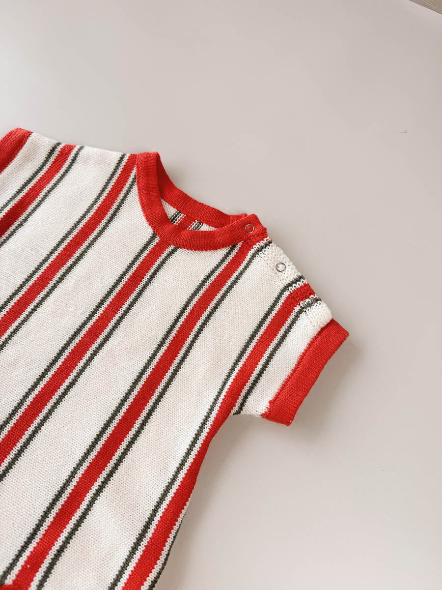 Retro Stripe Cotton Romper