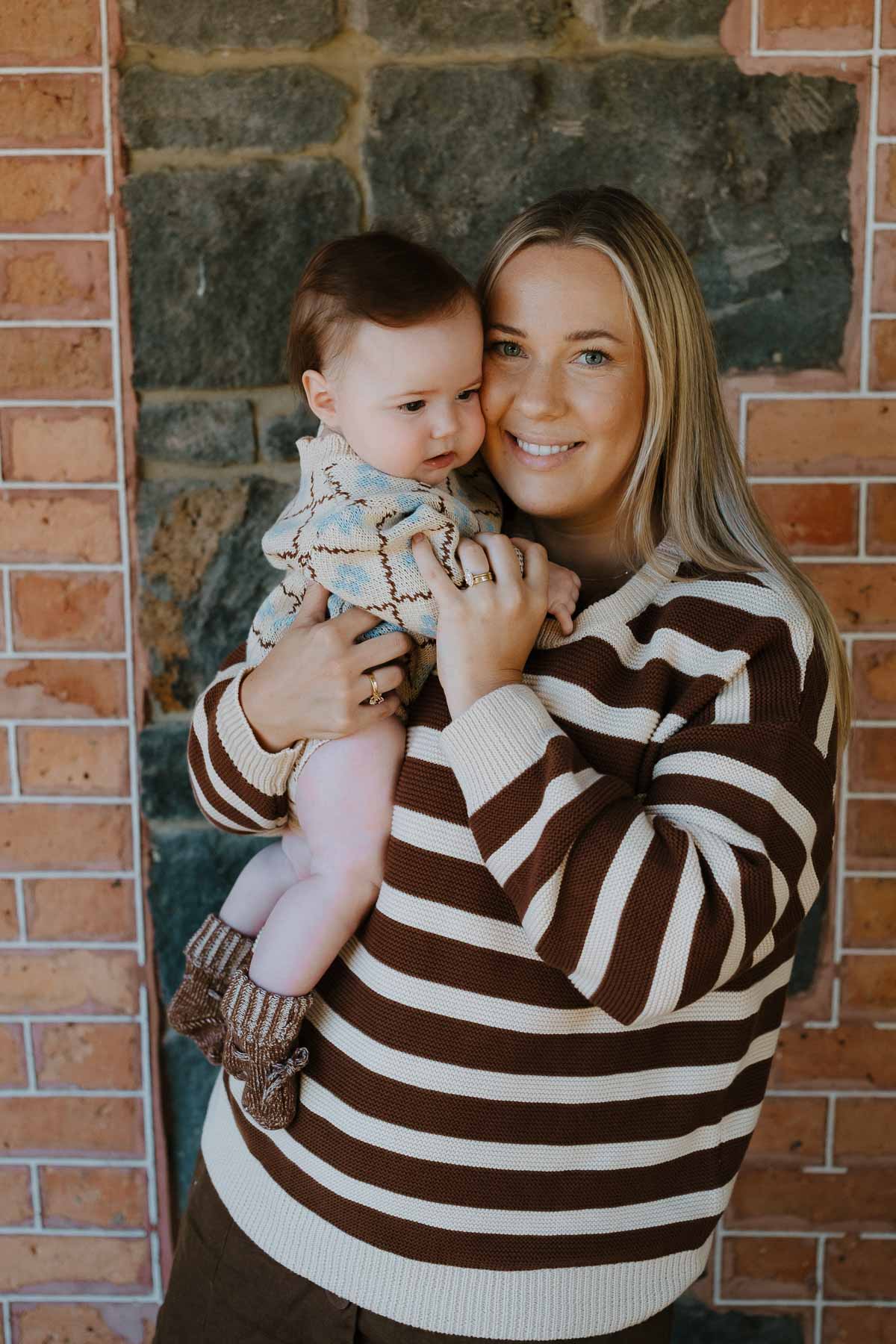 Cotton Womens Jumper  | Chocolate Stripe