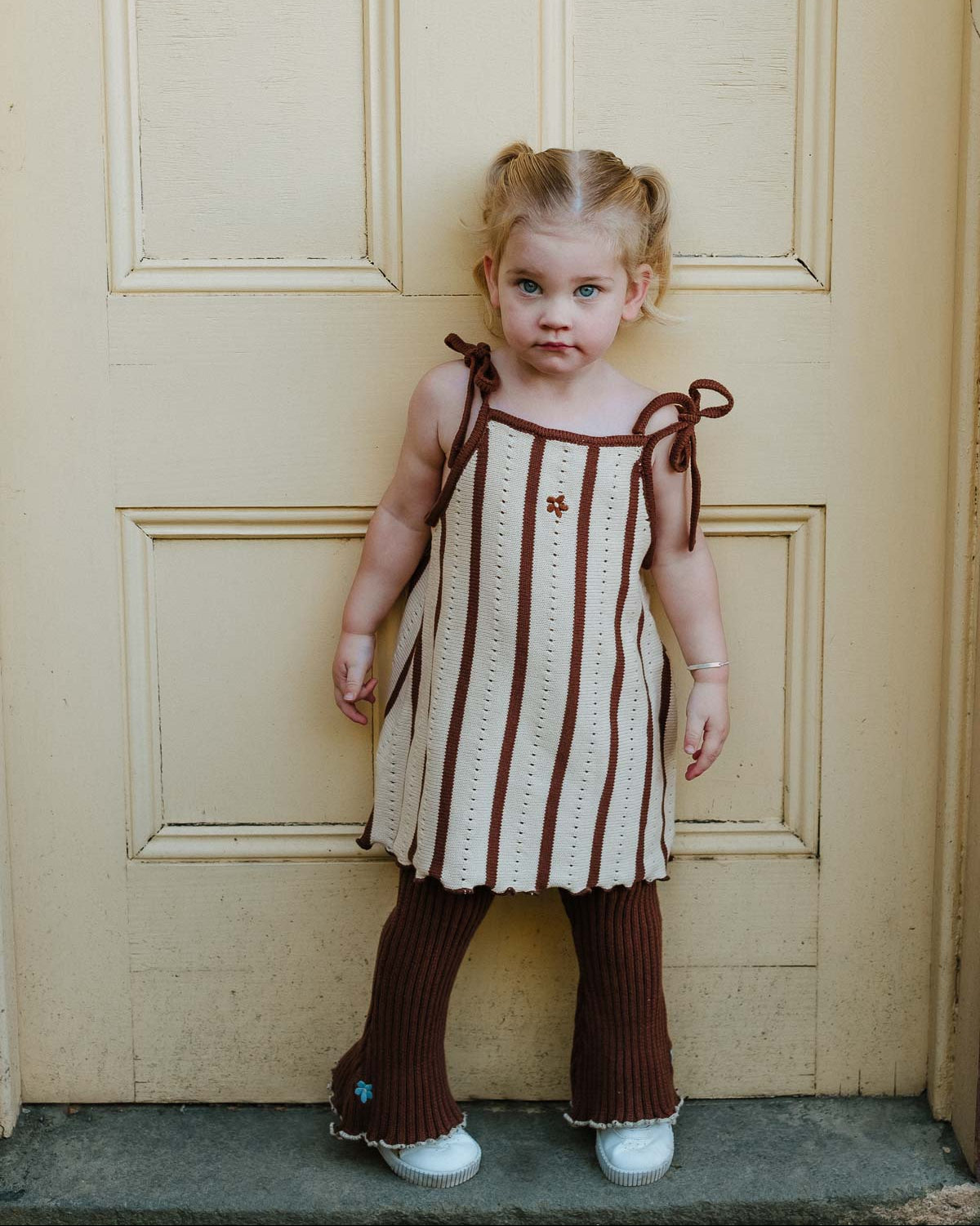 Cotton Tie Dress | Chocolate Stripe