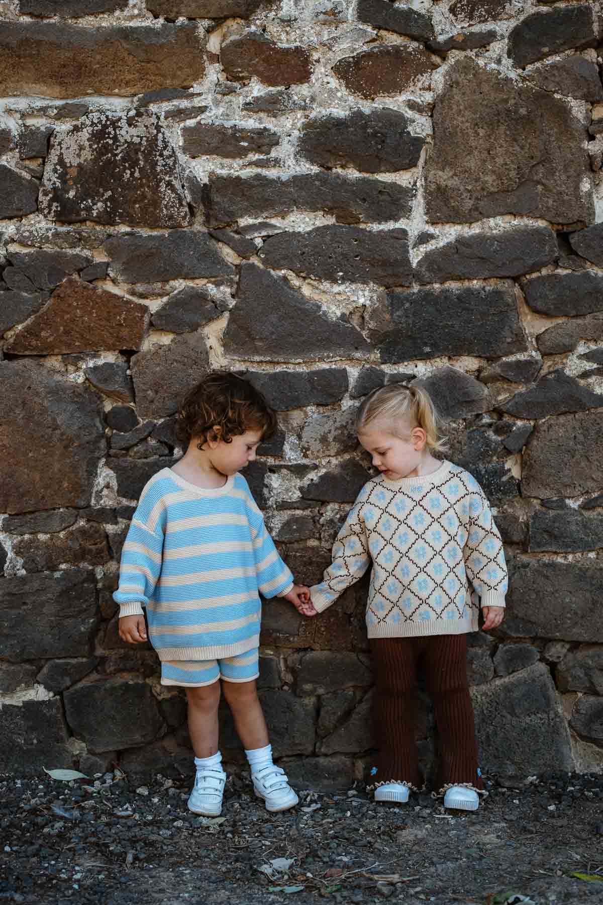 Cotton Knit Shorts | Sky Stripe