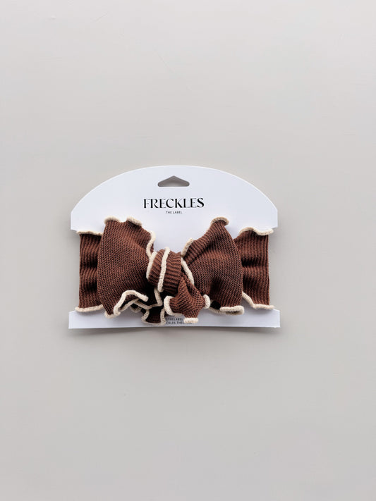 Knit Frill Baby Headband | Chocolate/Oat