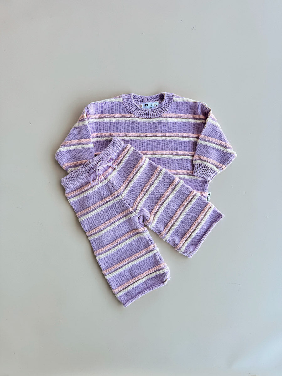 Raised Stripe Knit SET  | Aster/Sweetpea/Snow