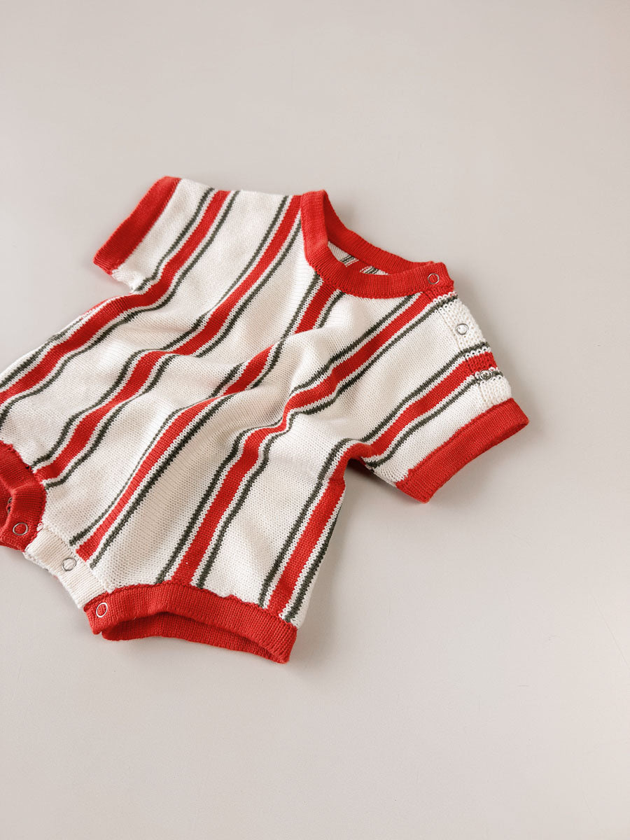 Retro Stripe Cotton Romper