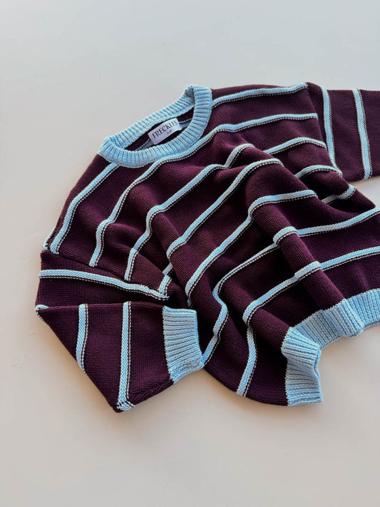 Women Raised Stripe Jumper | Blackberry/Arctic