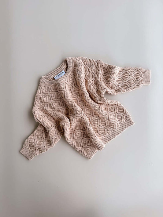 Textured Knit Jumper | Ecru Diamond