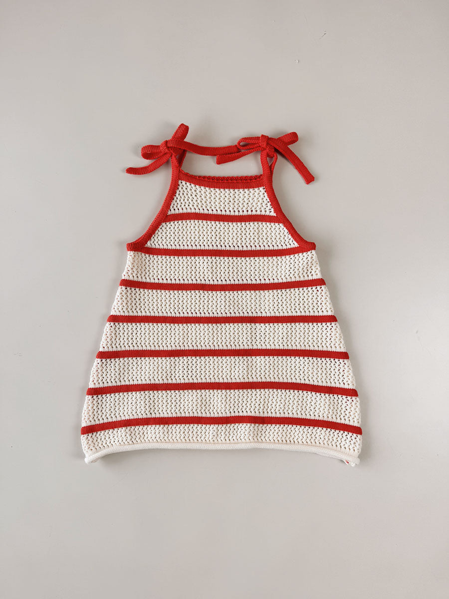 Crochet Knit Girls Tie Dress