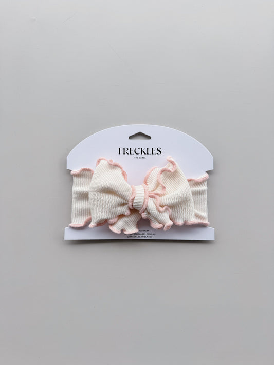 Knit Frill Baby Headband | Snow/Sweetpea