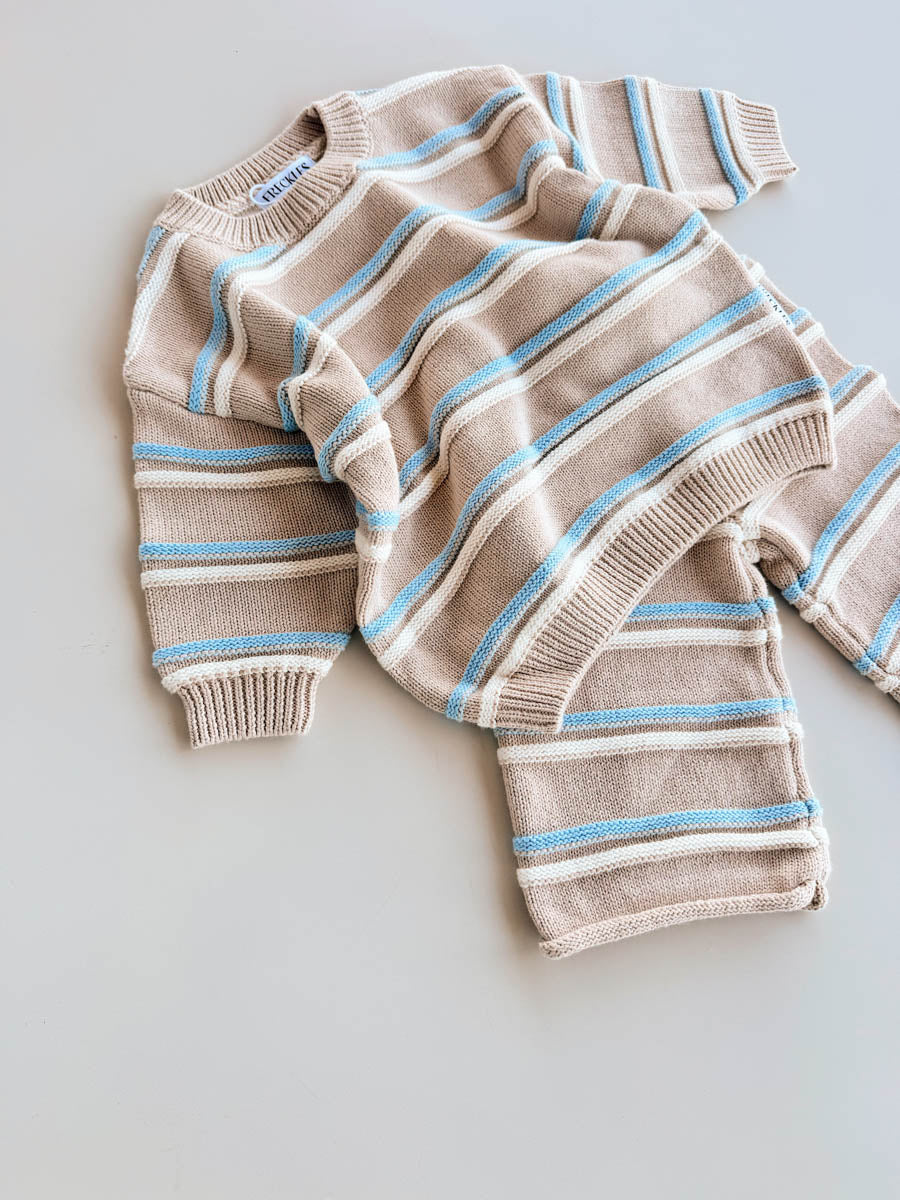 Raised Stripe Knit SET  | Oat/Arctic/Snow