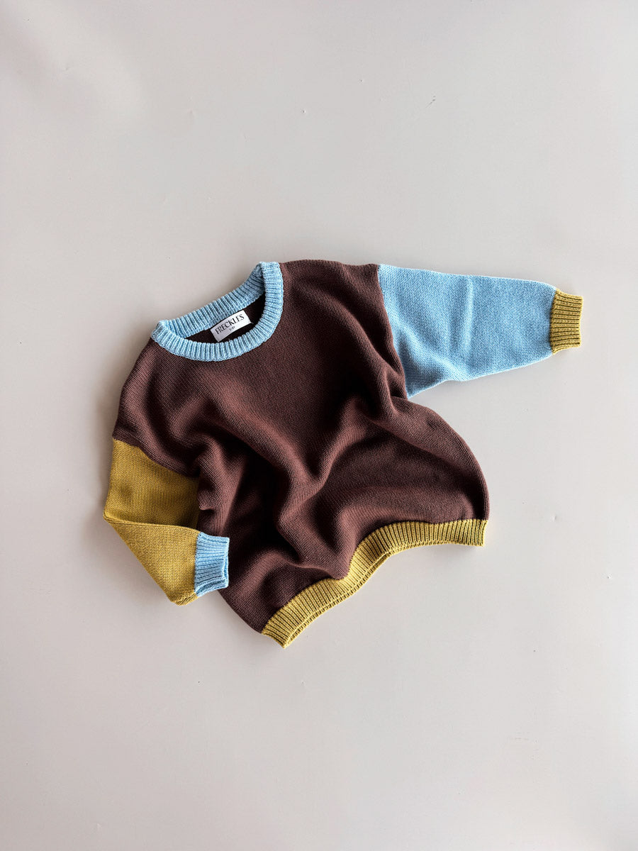 Cotton Knit Jumper  | Brown/Blue/Green