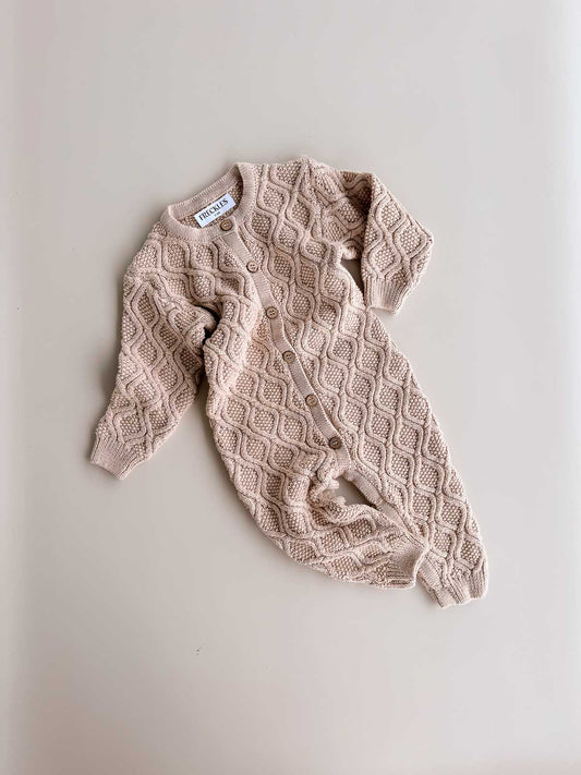 Textured Knit Romper | Ecru Diamond