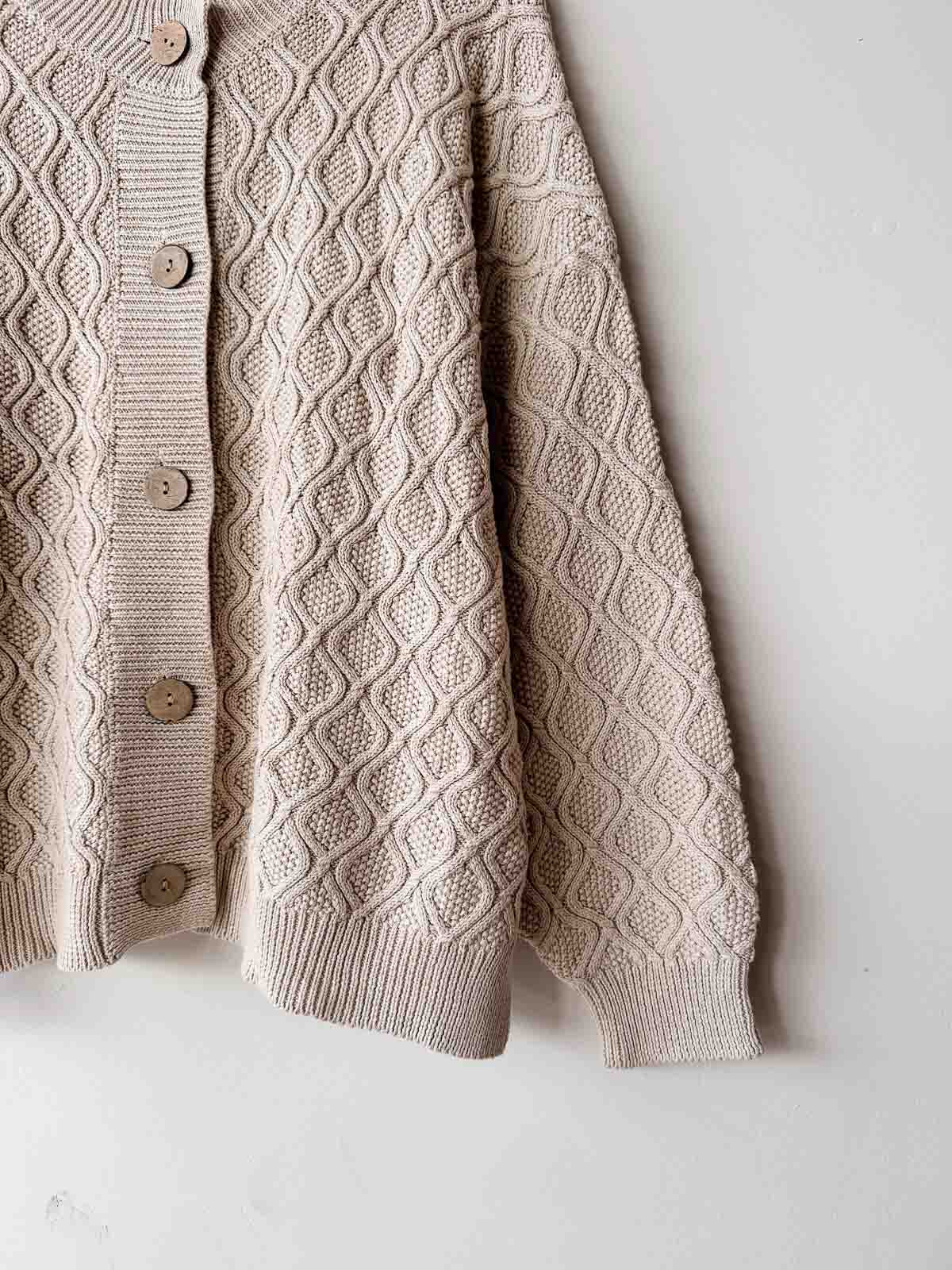 Women's Textured Knit Jumper | Ecru Diamond