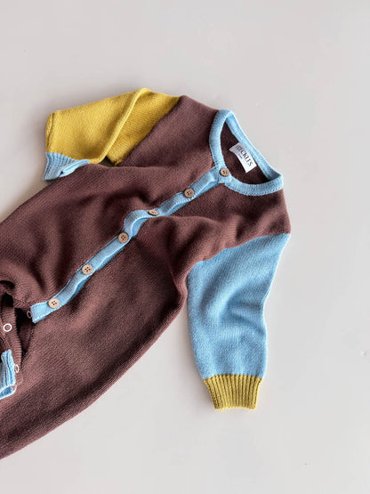 Cotton Knit Romper | Brown/Blue/Green