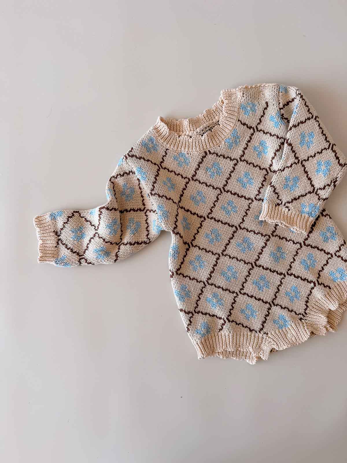 Cotton Knit Romper | Bluebell