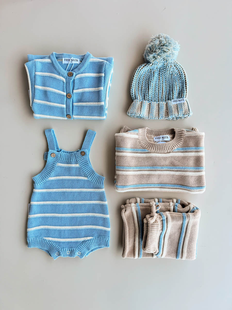 Raised Stripe Knit SET  | Oat/Arctic/Snow