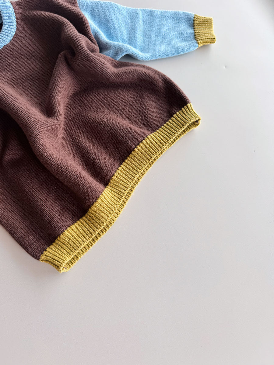 Cotton Knit Jumper  | Brown/Blue/Green