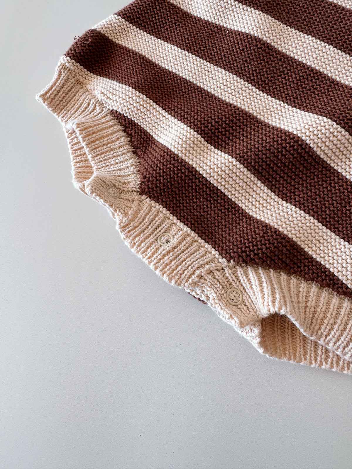 Cotton Knit Romper | Tiramisu Stripe