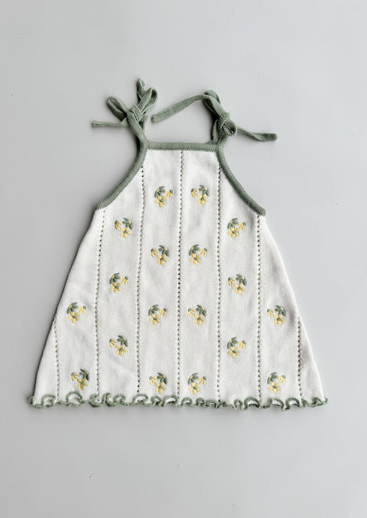 Bloom Pointelle Tie Dress | Snow/Sage