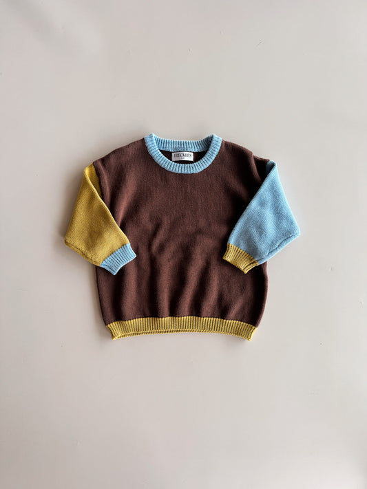 Cotton Knit Jumper  | Brown/Blue/Green