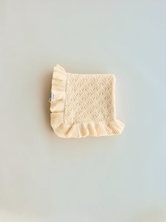 Mila Pointelle Frill Blanket | Butter