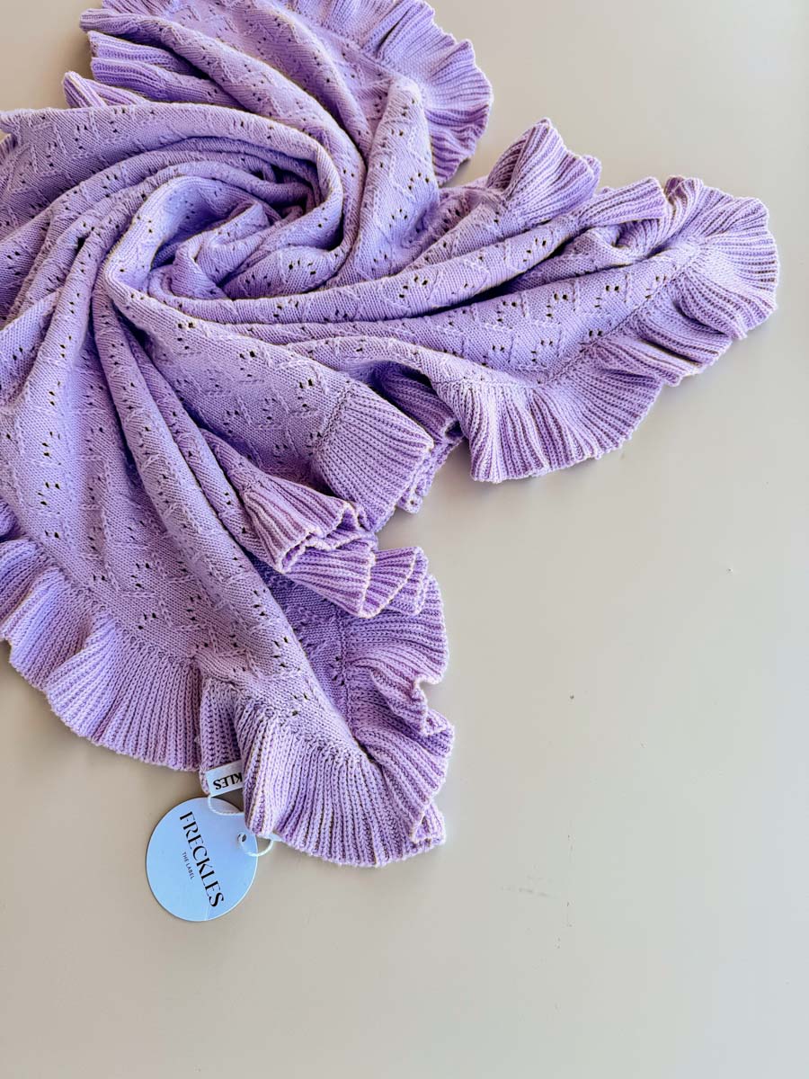 Mila Pointelle Frill Blanket | Aster