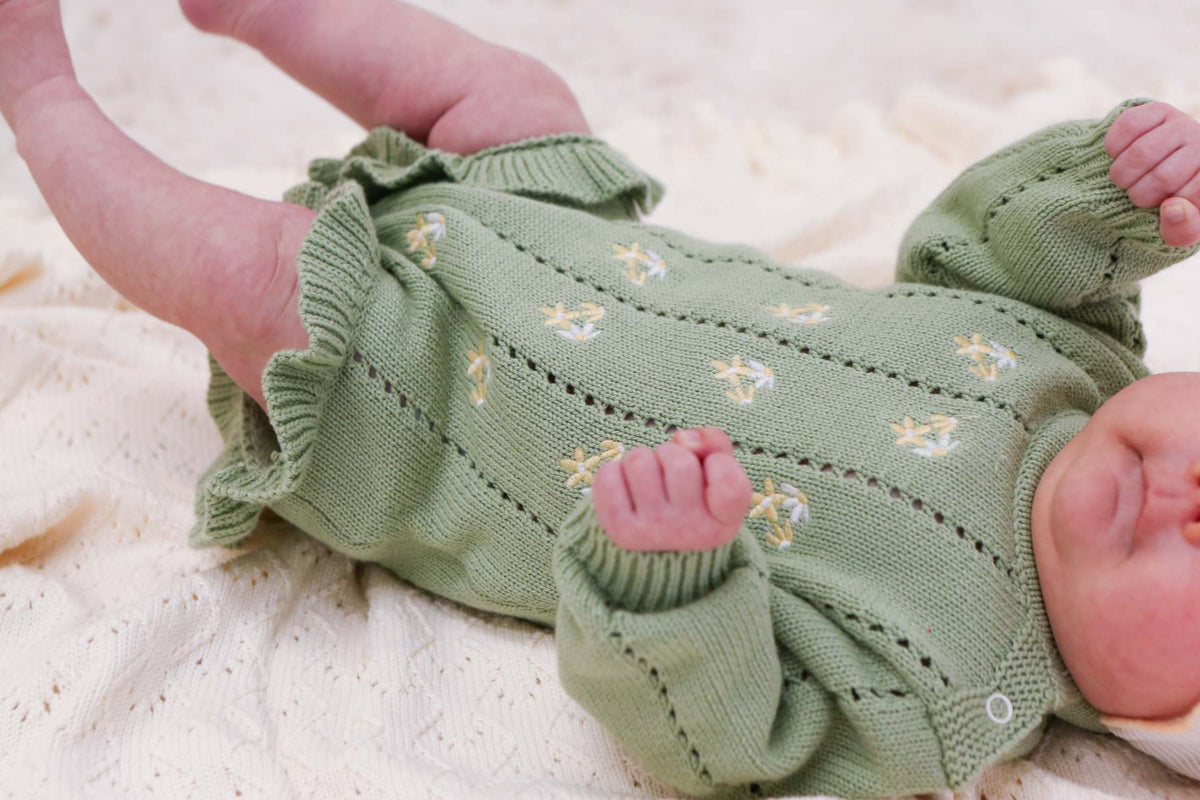 Bloom Pointelle LS Romper | Sage