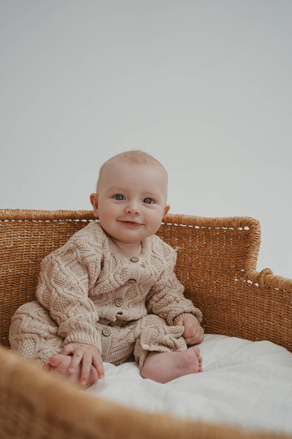 Textured Knit Romper | Ecru Diamond