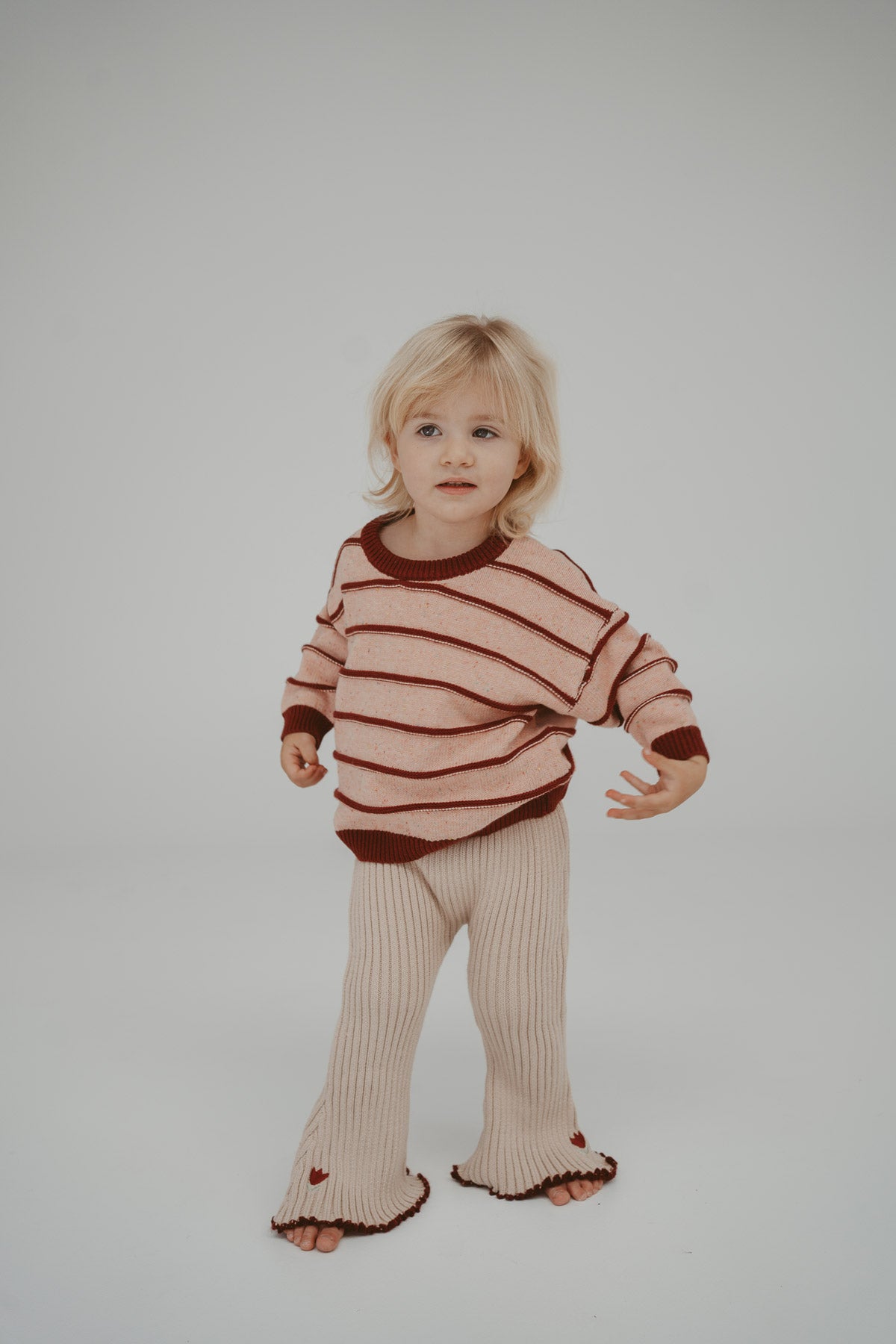 Embroidered Bell Pants | Ecru Tulip